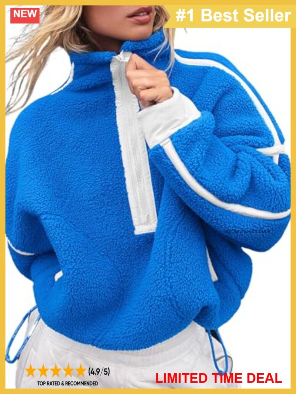 Oversized Fleece Half Zip Sweatshirt Sherpa Pullover with Pockets